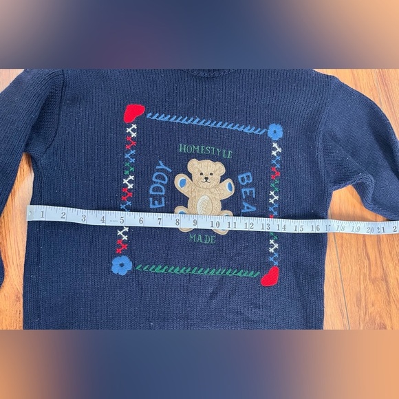 Vintage kids holiday Navy Teddy Bear Sweater - Picture 9 of 11